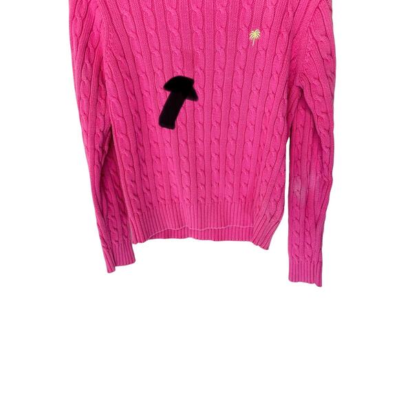 Vintage Lilly Pulitzer Pink Preppy Academia Crewneck Cable Knit Sweater Small - Picture 4 of 10